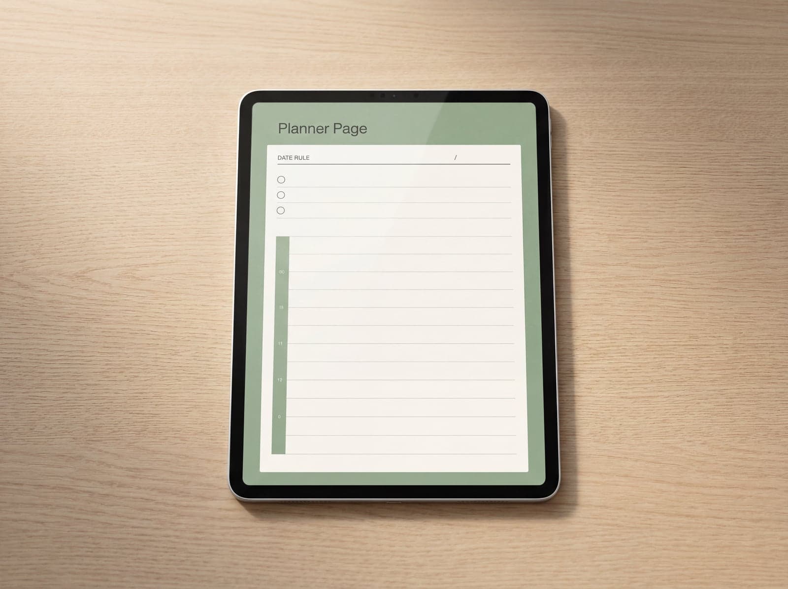 Structured Self planner on iPad, sage cream theme