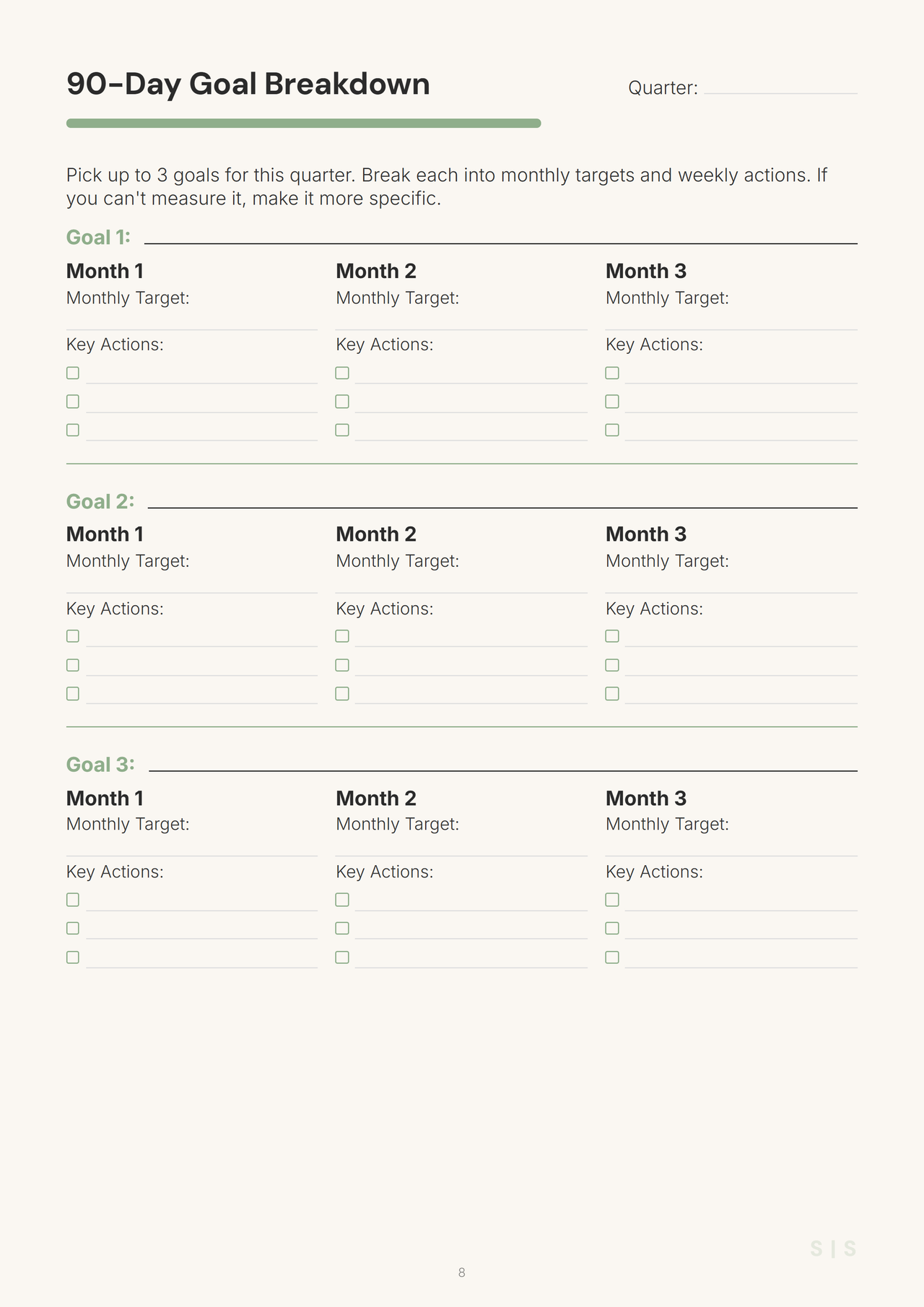 Map your three priorities for the next thirteen weeks.