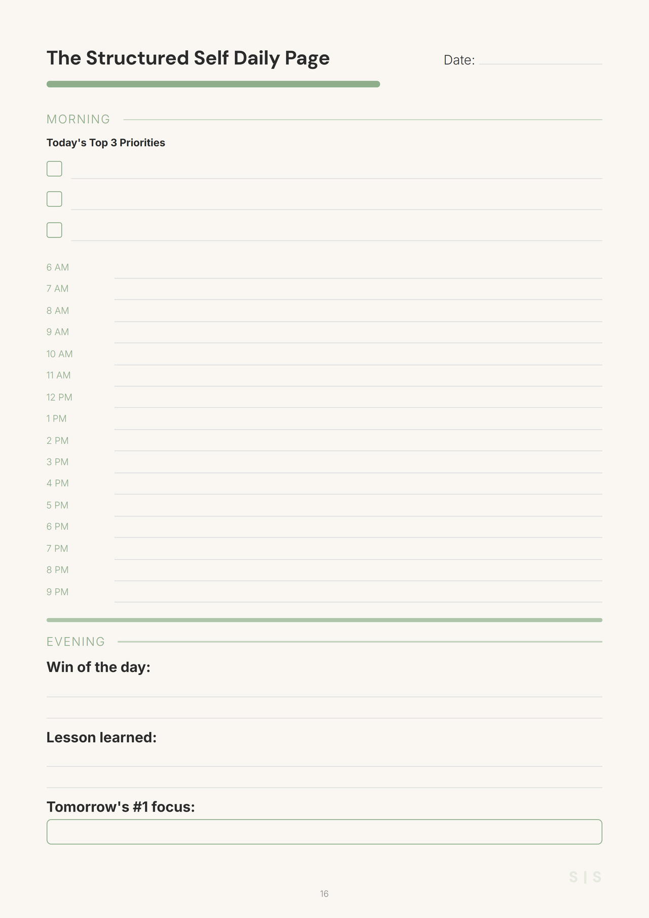 Five minutes a day. The page does the work.